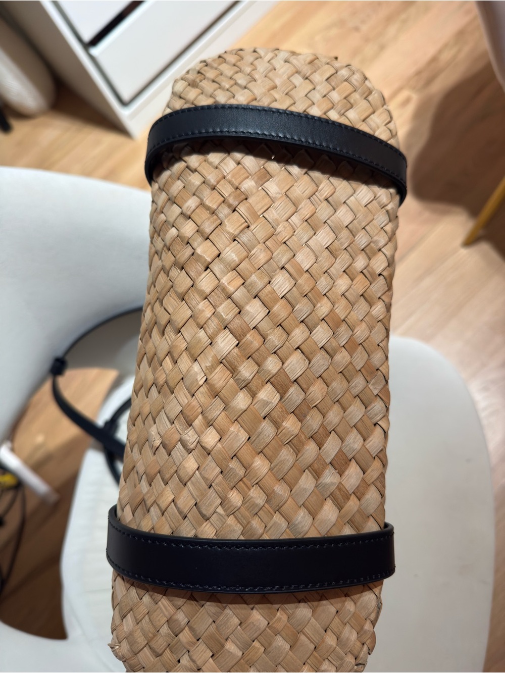 NEW - never used - Rebecca Minkoff Natural Straw Tote with Black Leather Trim - Picture 7 of 12